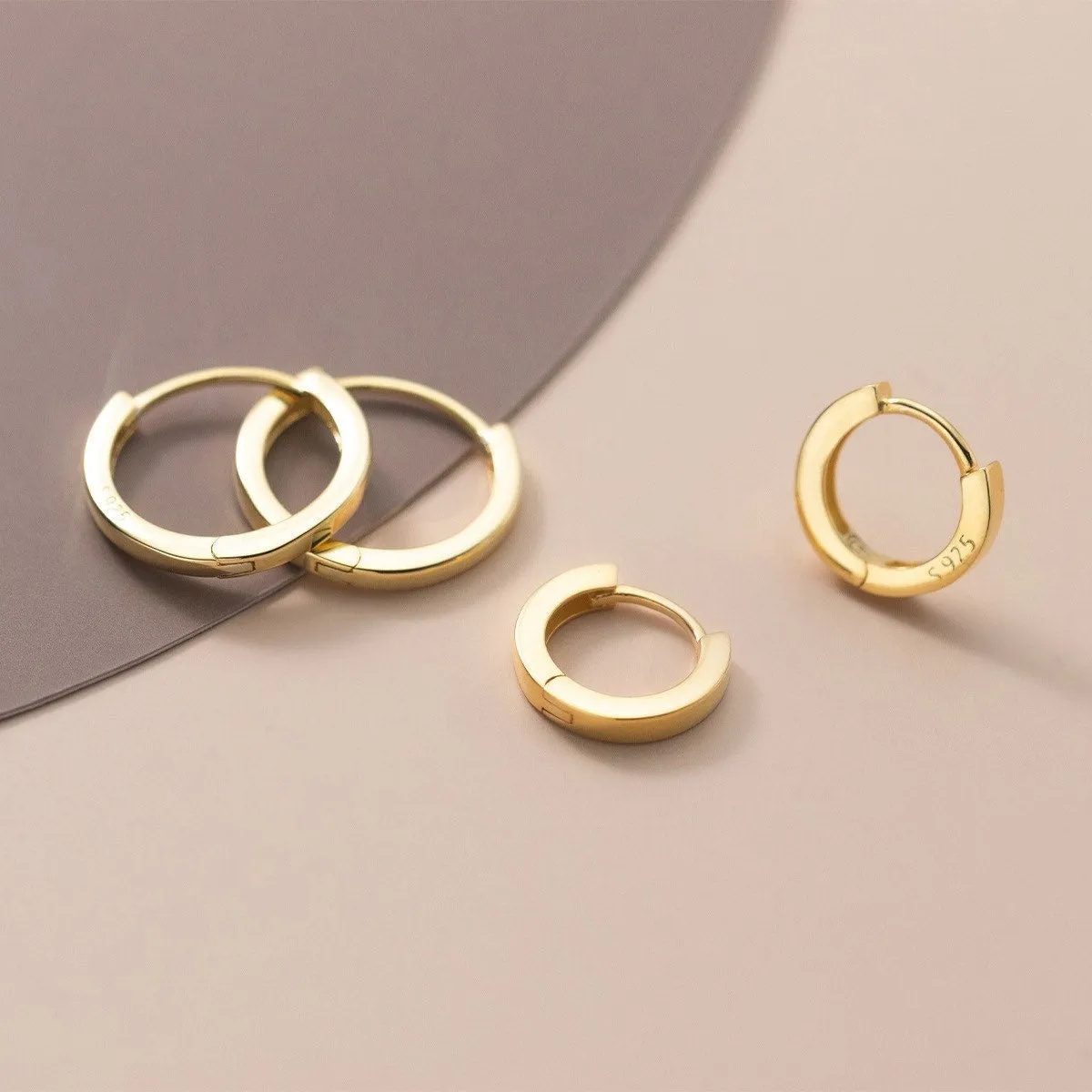 Classic Solid 925 Sterling Silver Huggie Earrings-SH046