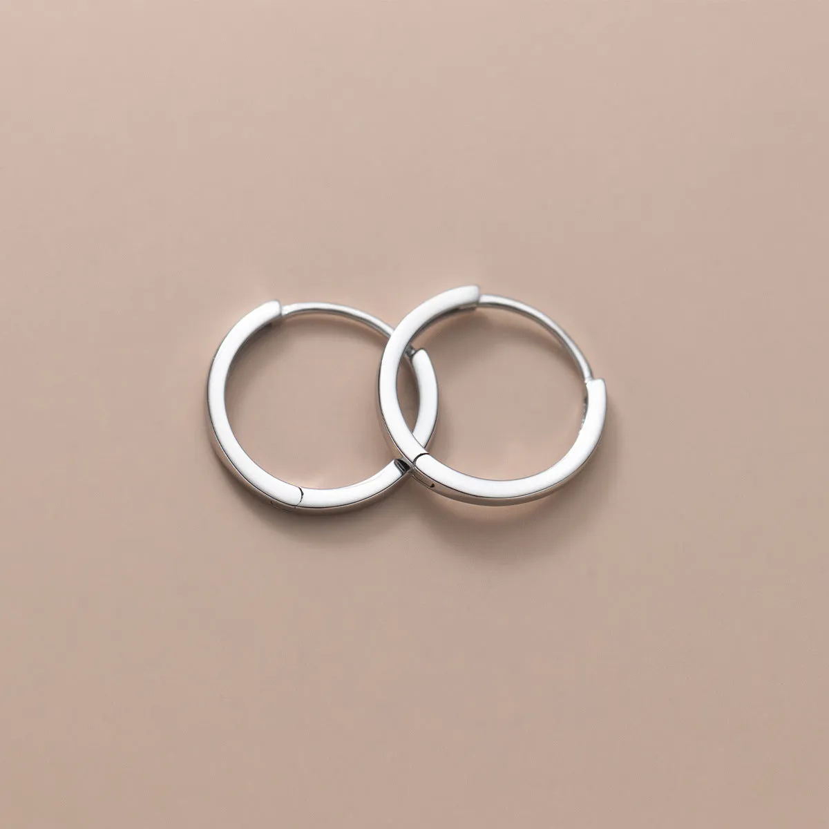 Classic Solid 925 Sterling Silver Huggie Earrings-SH046
