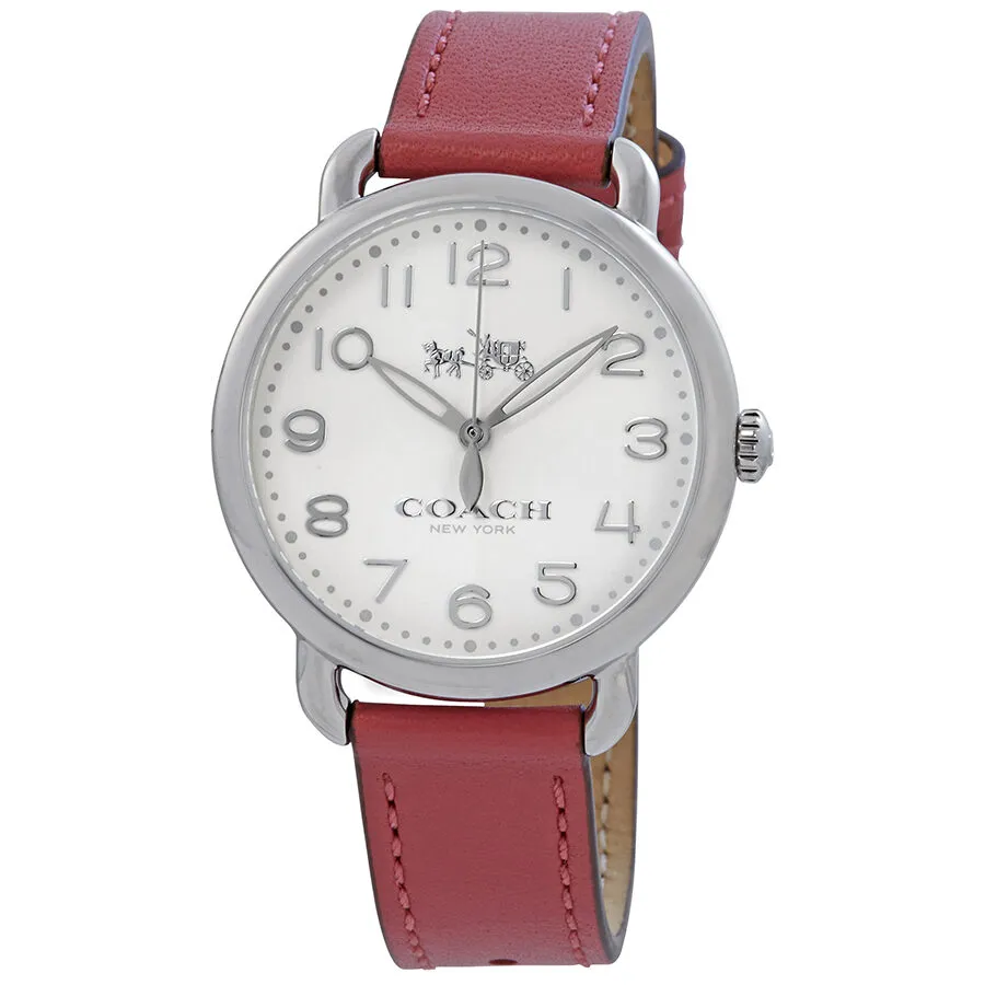 Coach Delancey White Dial Pink Leather Ladies Watch 14502717