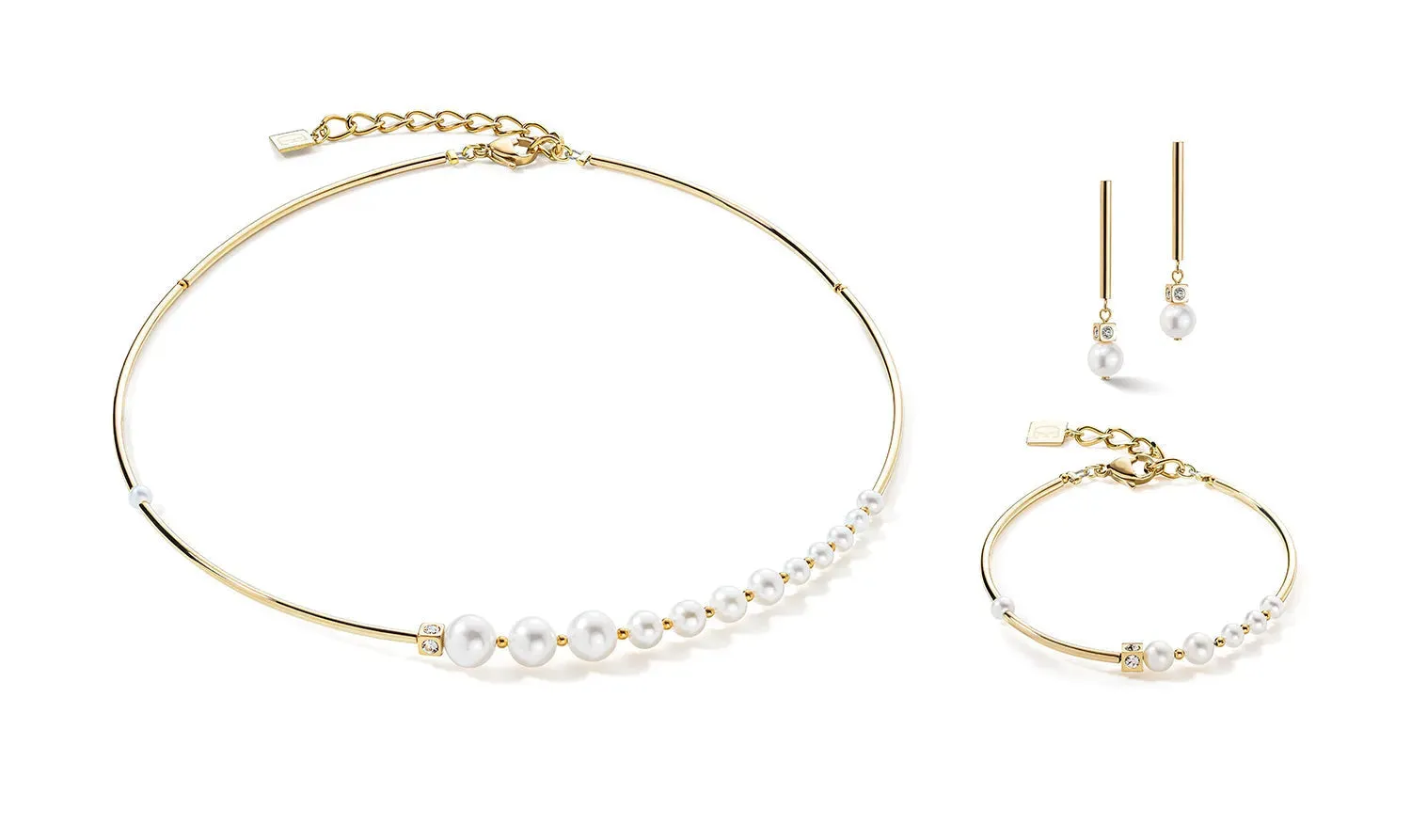 Coeur De Lion Freshwater Pearls On Gold Strand Bracelet