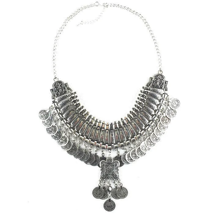 Collar Coin Necklace & Pendant Vintage Crystal Maxi Choker Statement Silver Collier female Big Fashion Women Jewellery