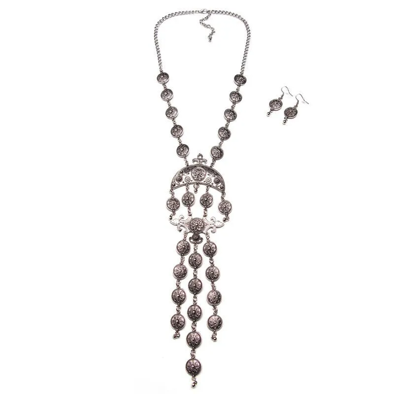 Collar Coin Necklace & Pendant Vintage Crystal Maxi Choker Statement Silver Collier female Big Fashion Women Jewellery