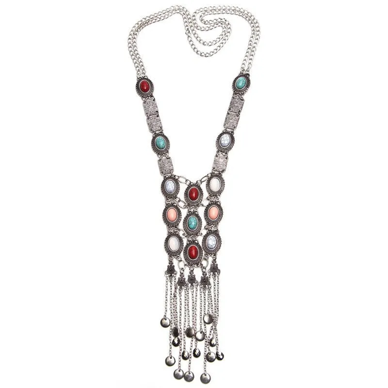 Collar Coin Necklace & Pendant Vintage Crystal Maxi Choker Statement Silver Collier female Big Fashion Women Jewellery