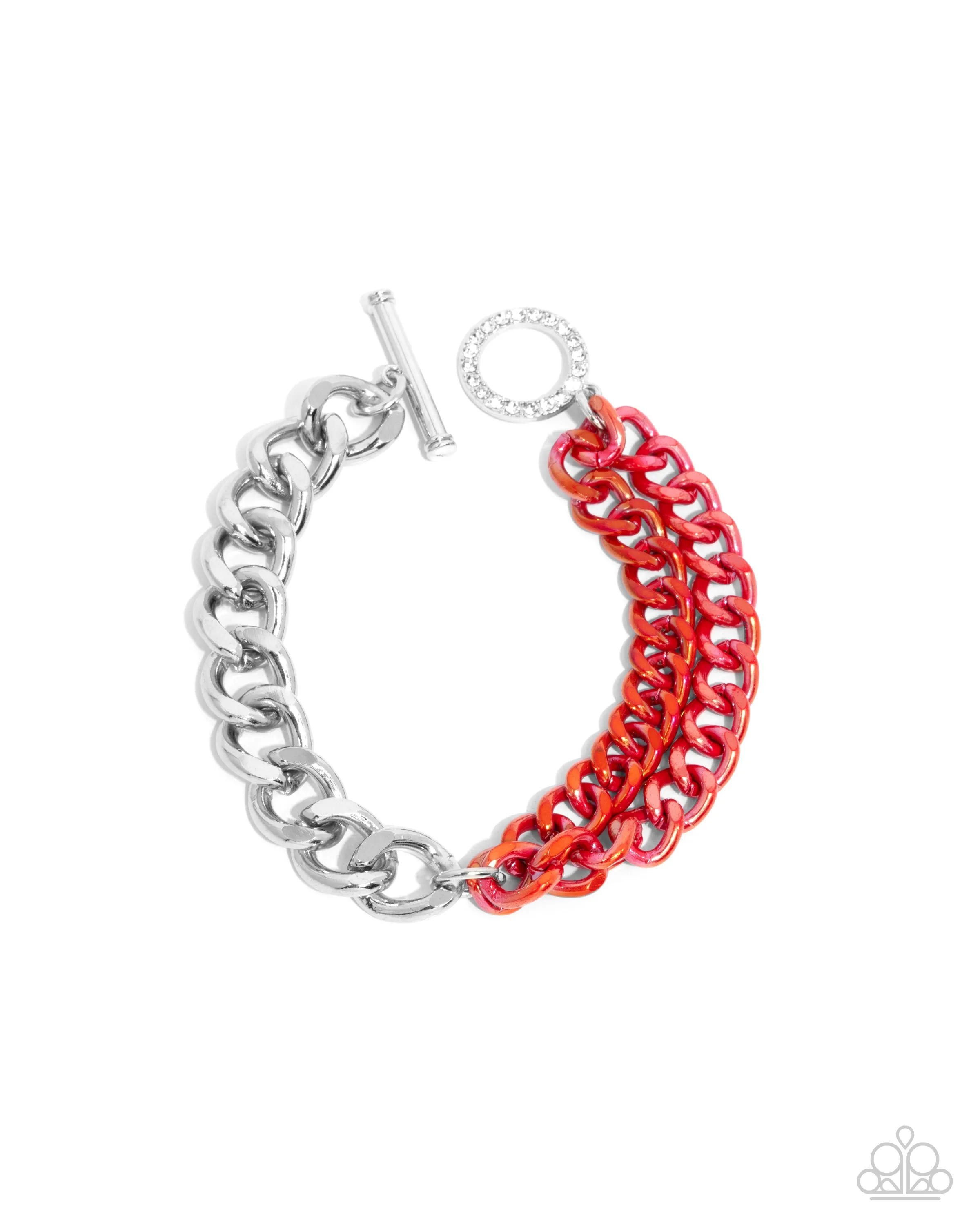 Complete Look - Iridescent Icon Necklace & Tourist Twists Bracelet - Red Set