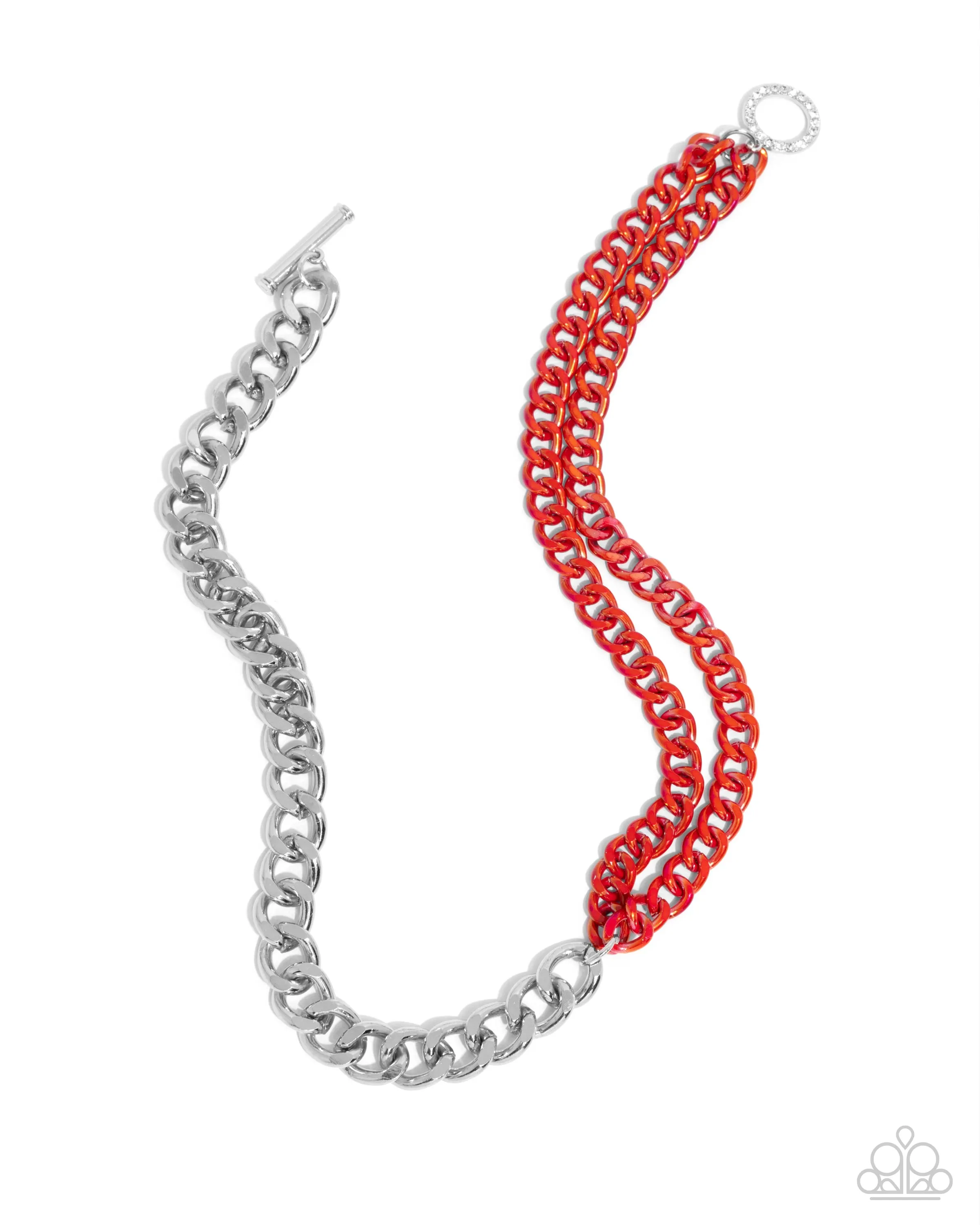 Complete Look - Iridescent Icon Necklace & Tourist Twists Bracelet - Red Set