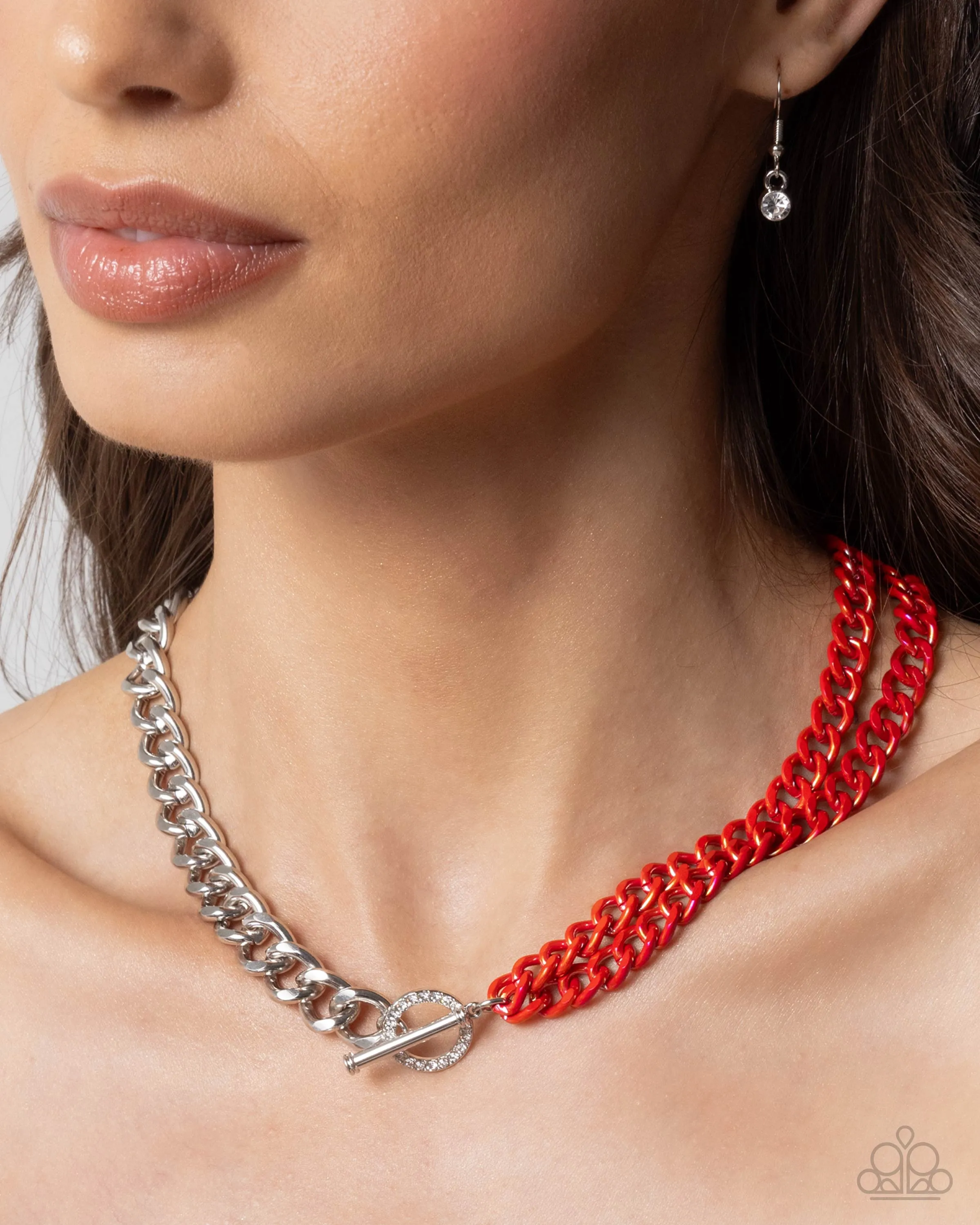 Complete Look - Iridescent Icon Necklace & Tourist Twists Bracelet - Red Set