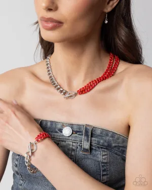 Complete Look - Iridescent Icon Necklace & Tourist Twists Bracelet - Red Set