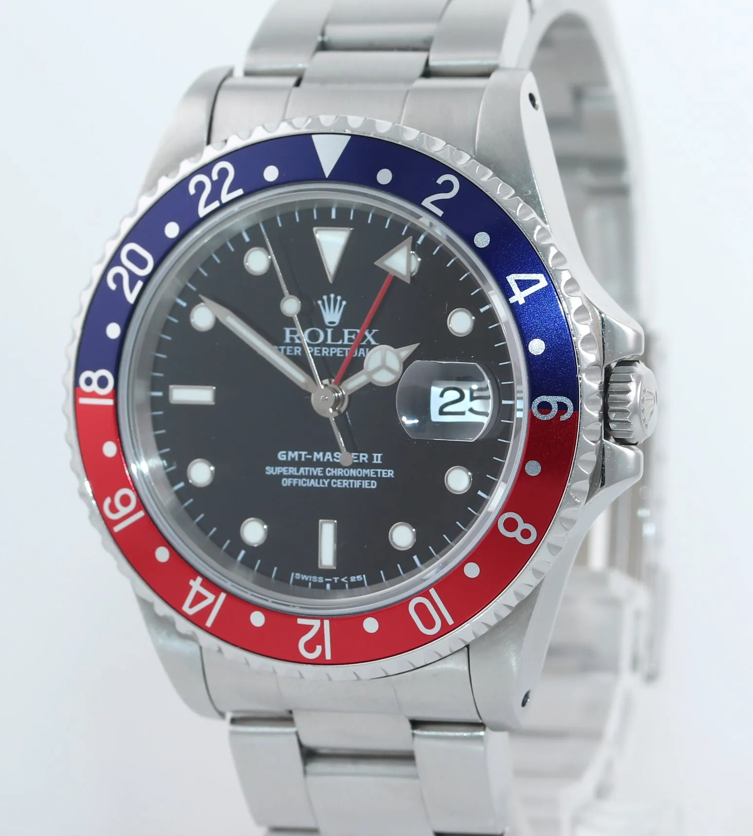 Copy of Rolex GMT-Master II Pepsi Blue Red Steel TRITIUM Dial 16710 40mm Watch Box