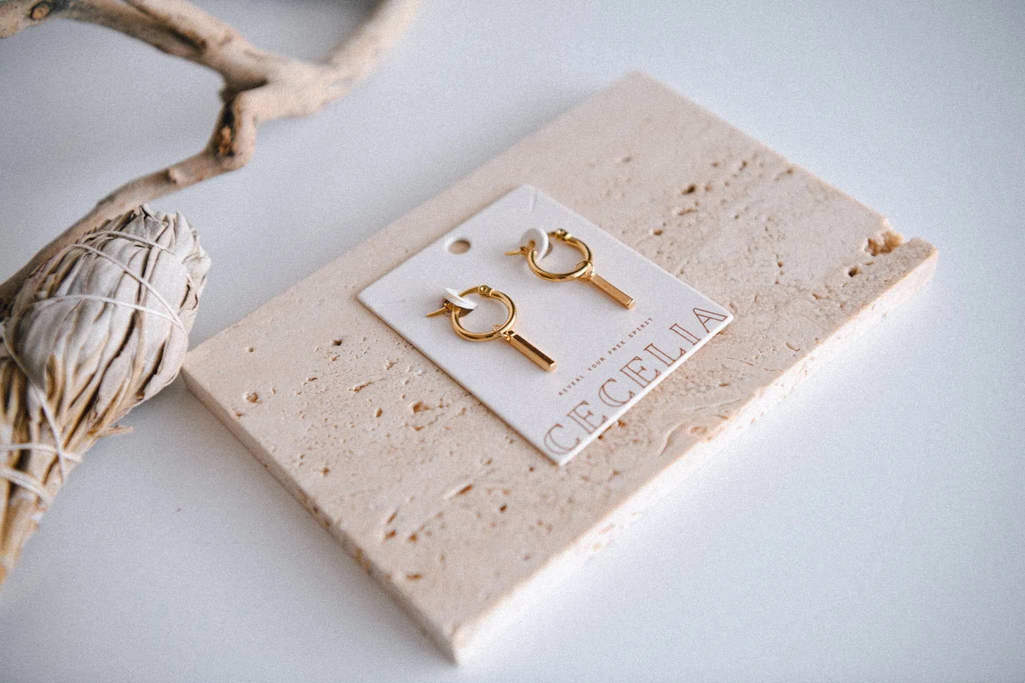 Cosmic Line Short Pendant Hoop Earrings - Stainless Steel