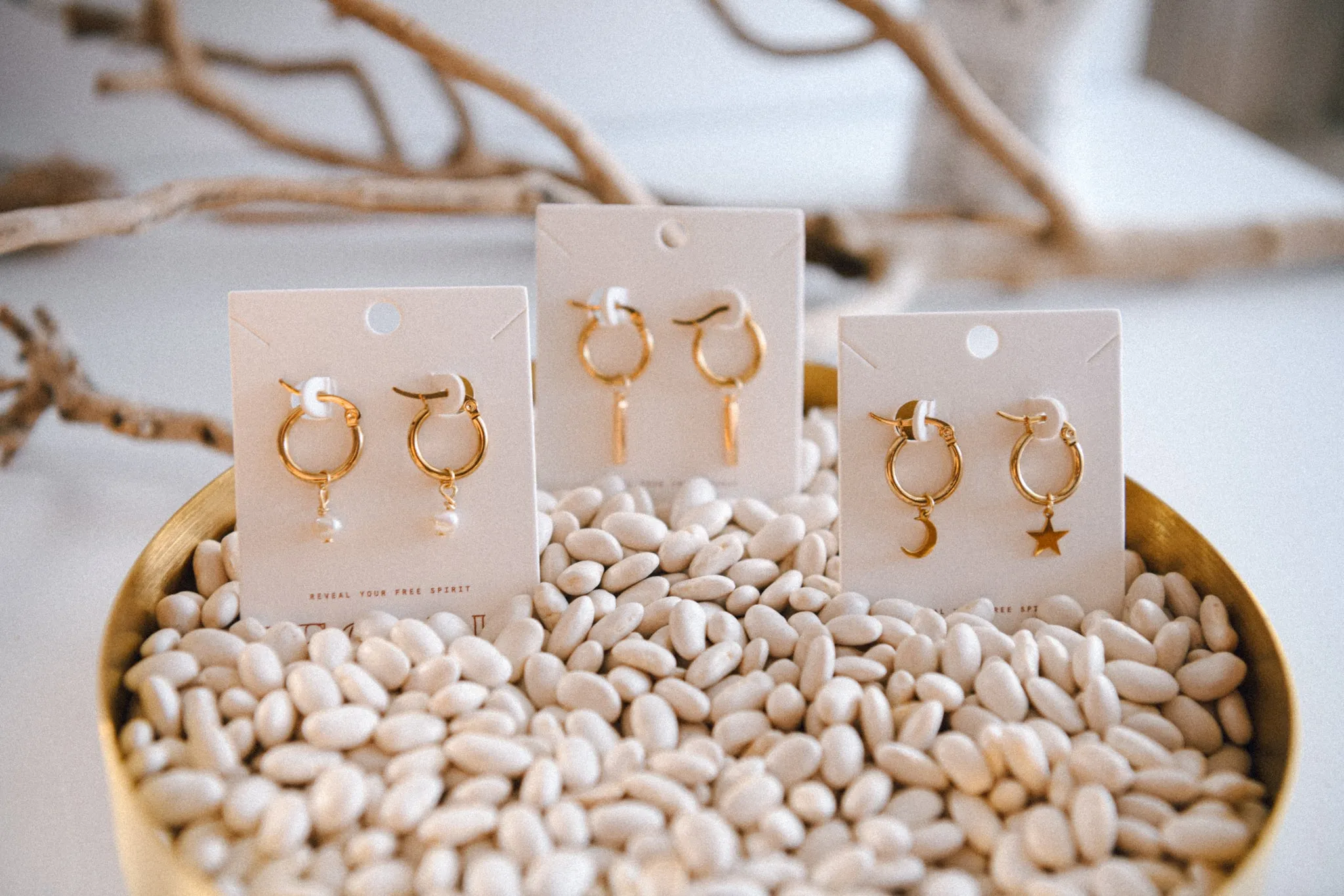 Cosmic Line Short Pendant Hoop Earrings - Stainless Steel