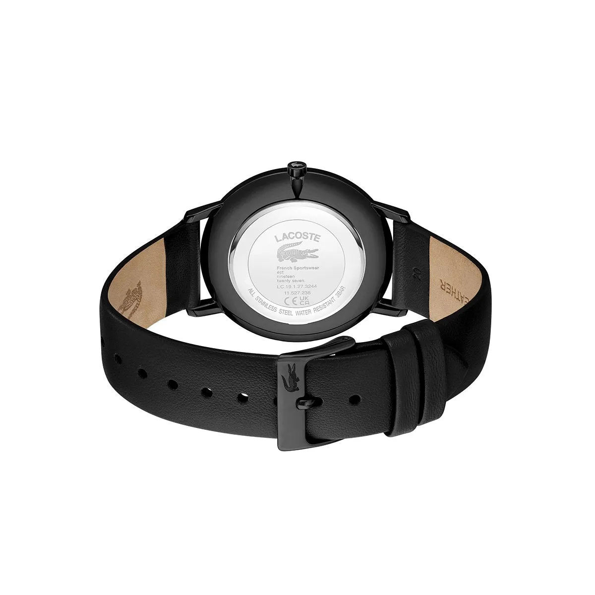 Crocorigin Stainless Steel Case With Blue Dial And Black Leather Strap