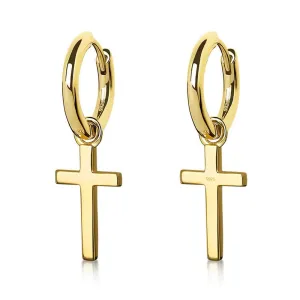 Cross Hoop Earrings for Men in 925 Sterling Silver