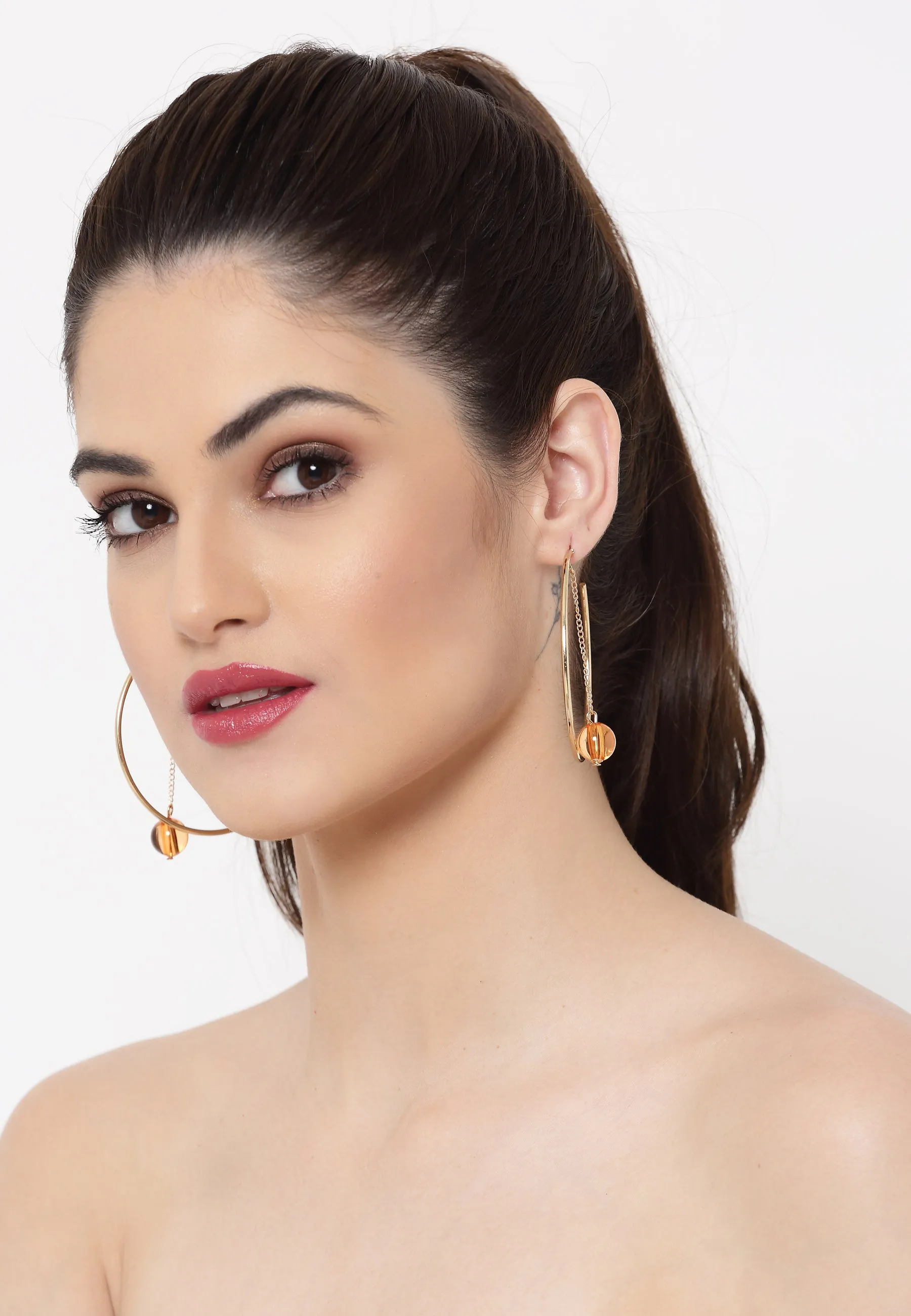 Crystals Sleek Hoop Earrings