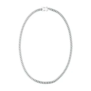 CUBAN CHAIN NECKLACE THIN SILVER