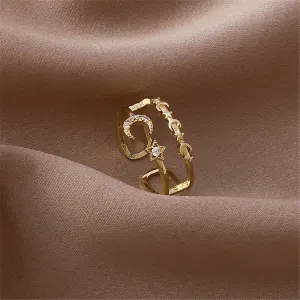 Cubic Zirconia & 18K Gold-Plated Celestial Openwork Bypass Ring