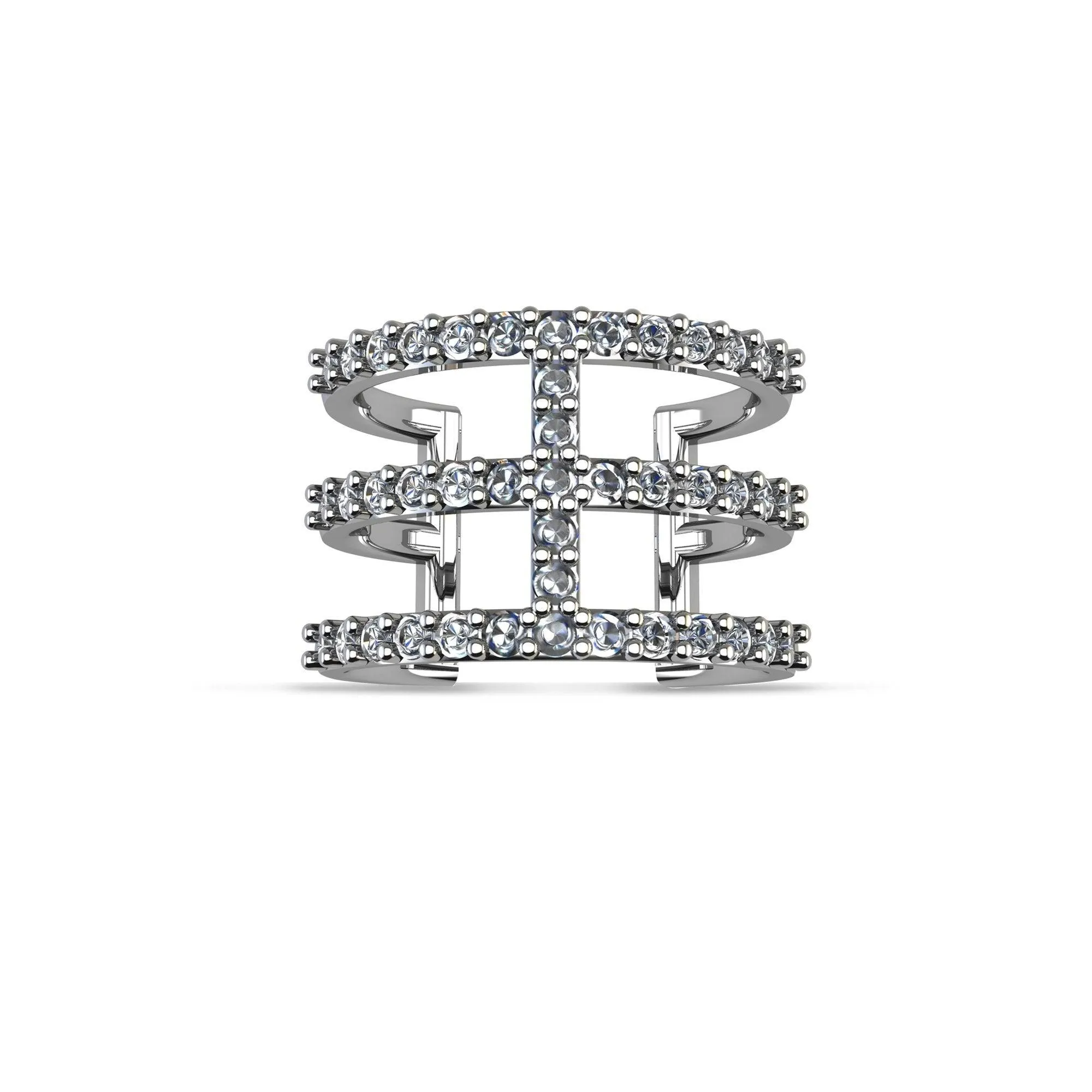 Cubic Zirconia Fashion Geometric Ring in Sterling Silver