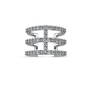 Cubic Zirconia Fashion Geometric Ring in Sterling Silver