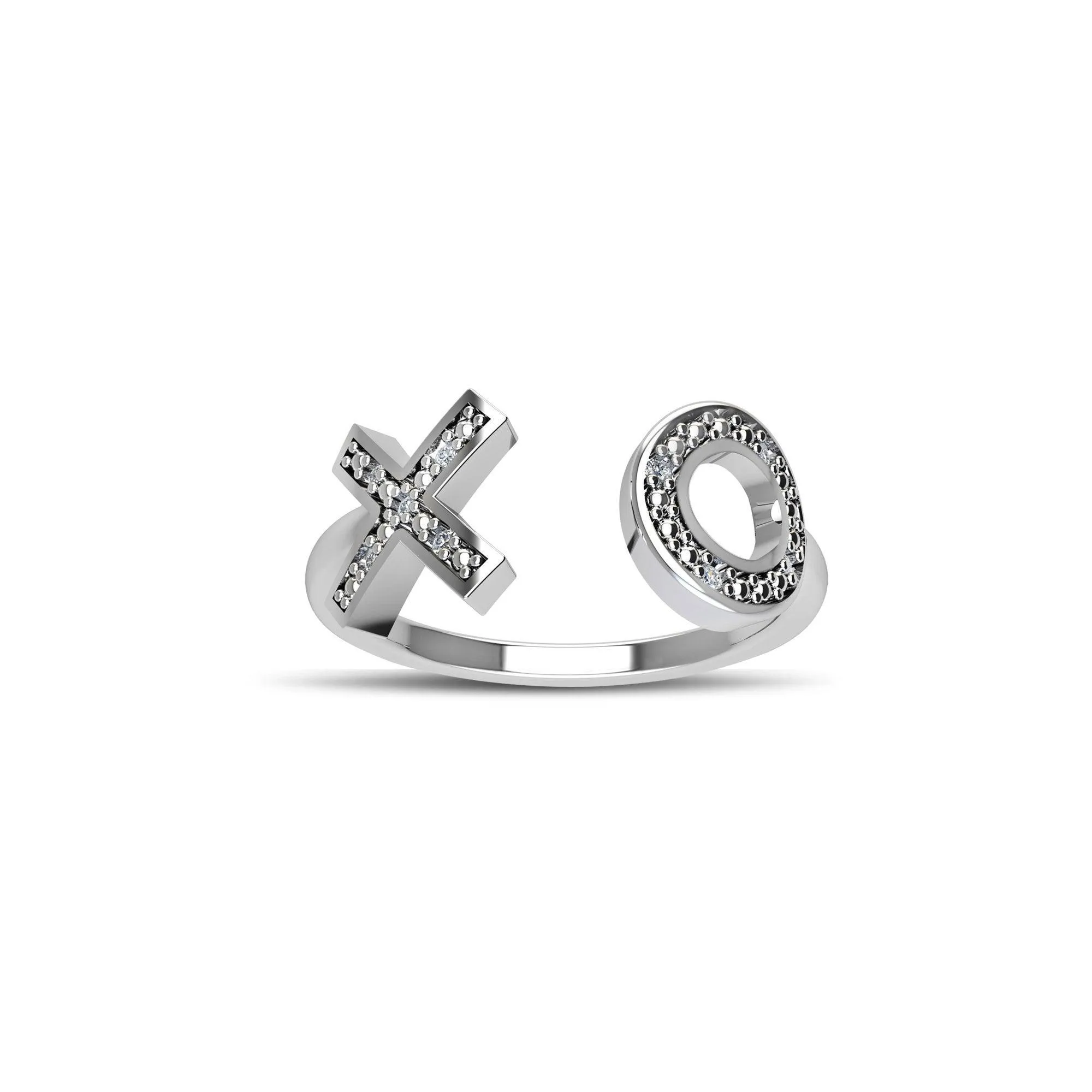 Cubic Zirconia Fashion 'XO' Ring in Sterling Silver
