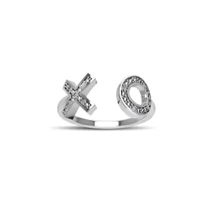 Cubic Zirconia Fashion 'XO' Ring in Sterling Silver