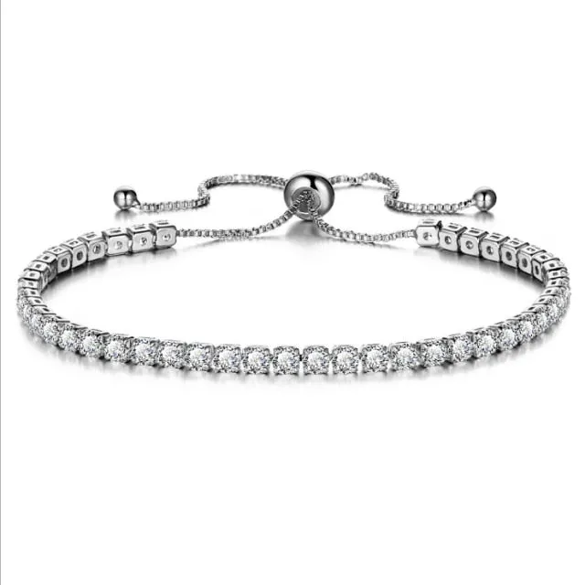 Cubic Zirconia Tennis Bracelets Iced Out Chain Crystal Wedding Bracelet For Women Men Gold Silver Color Bracelet
