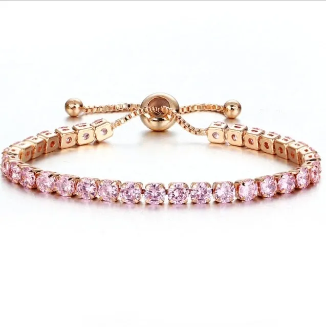Cubic Zirconia Tennis Bracelets Iced Out Chain Crystal Wedding Bracelet For Women Men Gold Silver Color Bracelet
