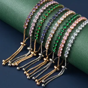 Cubic Zirconia Tennis Bracelets Iced Out Chain Crystal Wedding Bracelet For Women Men Gold Silver Color Bracelet