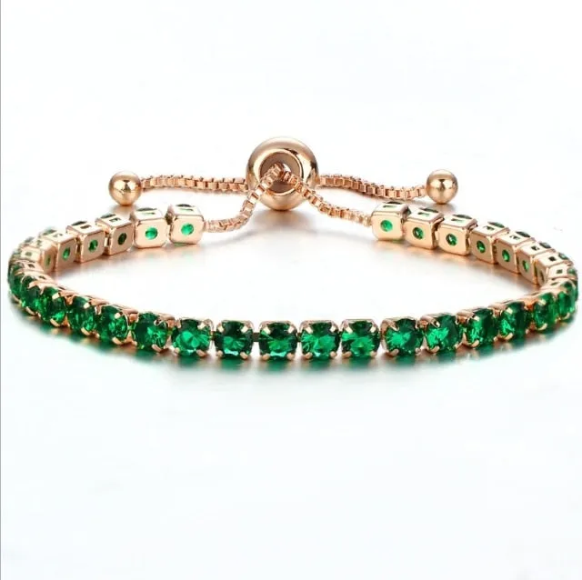 Cubic Zirconia Tennis Bracelets Iced Out Chain Crystal Wedding Bracelet For Women Men Gold Silver Color Bracelet