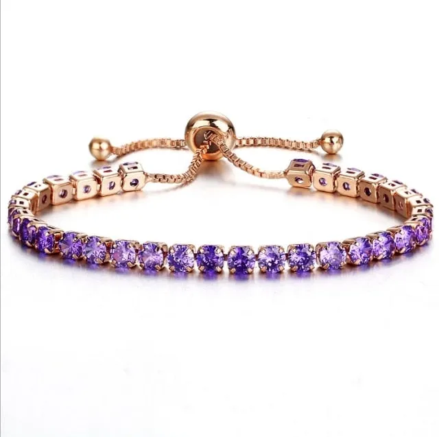 Cubic Zirconia Tennis Bracelets Iced Out Chain Crystal Wedding Bracelet For Women Men Gold Silver Color Bracelet