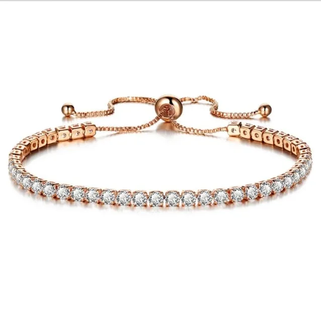 Cubic Zirconia Tennis Bracelets Iced Out Chain Crystal Wedding Bracelet For Women Men Gold Silver Color Bracelet