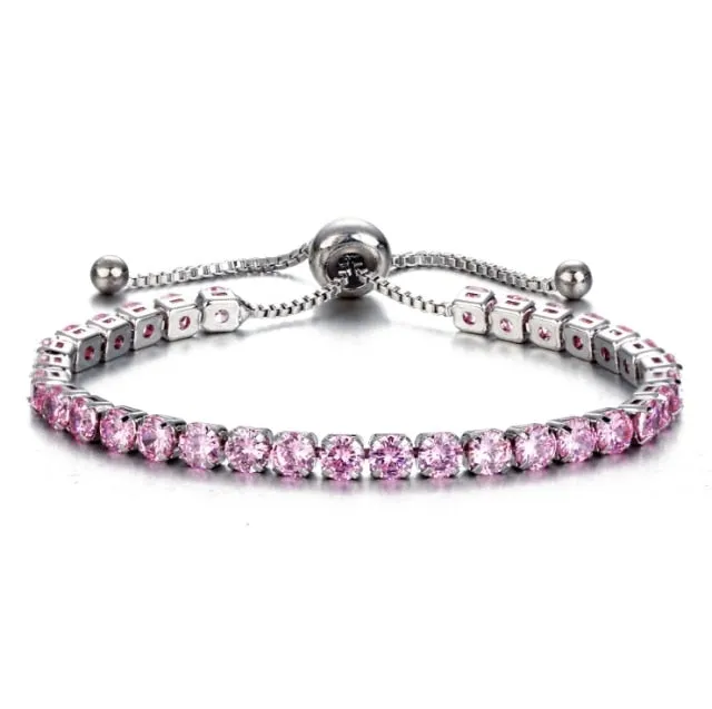 Cubic Zirconia Tennis Bracelets Iced Out Chain Crystal Wedding Bracelet For Women Men Gold Silver Color Bracelet