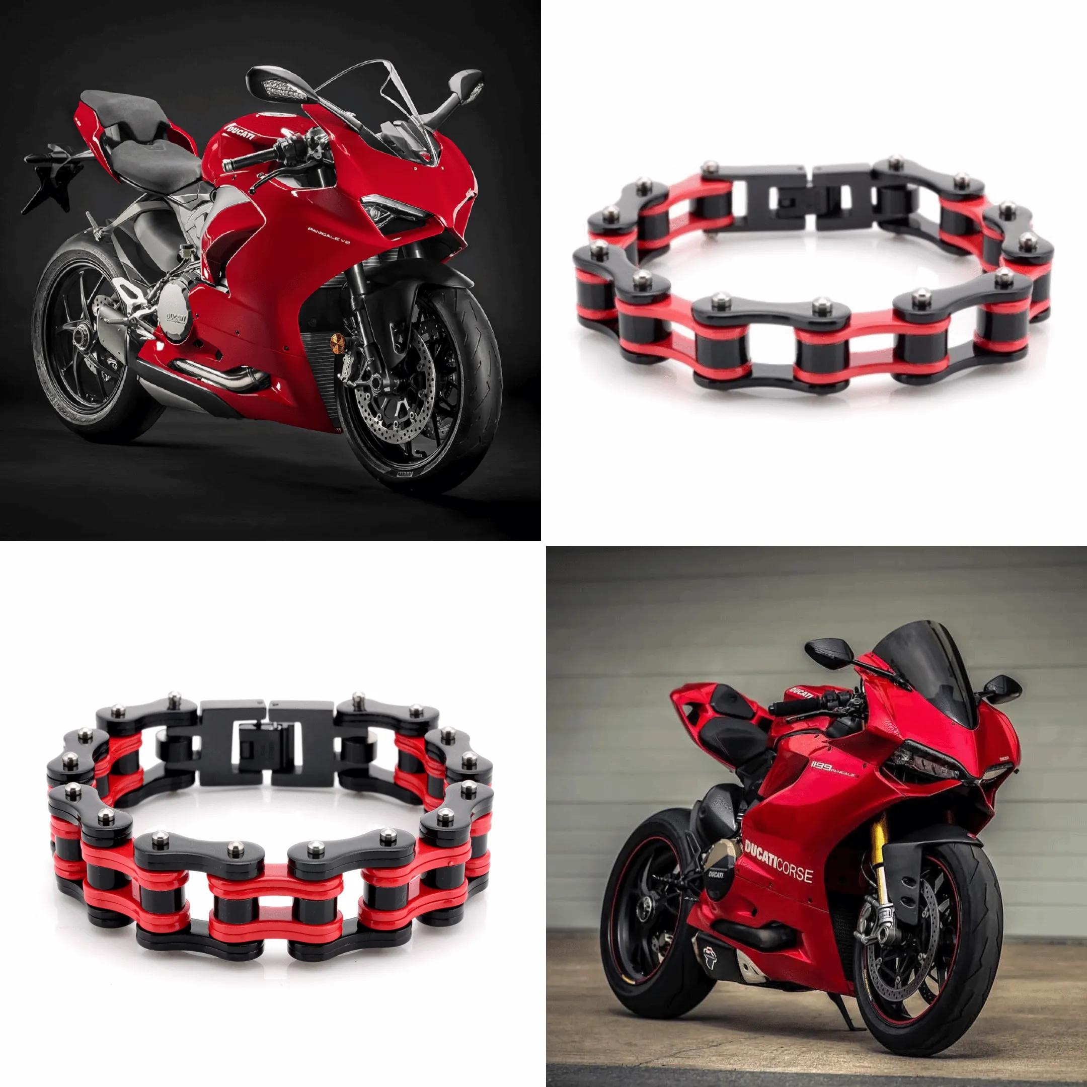 Cycolinks Ducati Red Bike Chain Bracelet