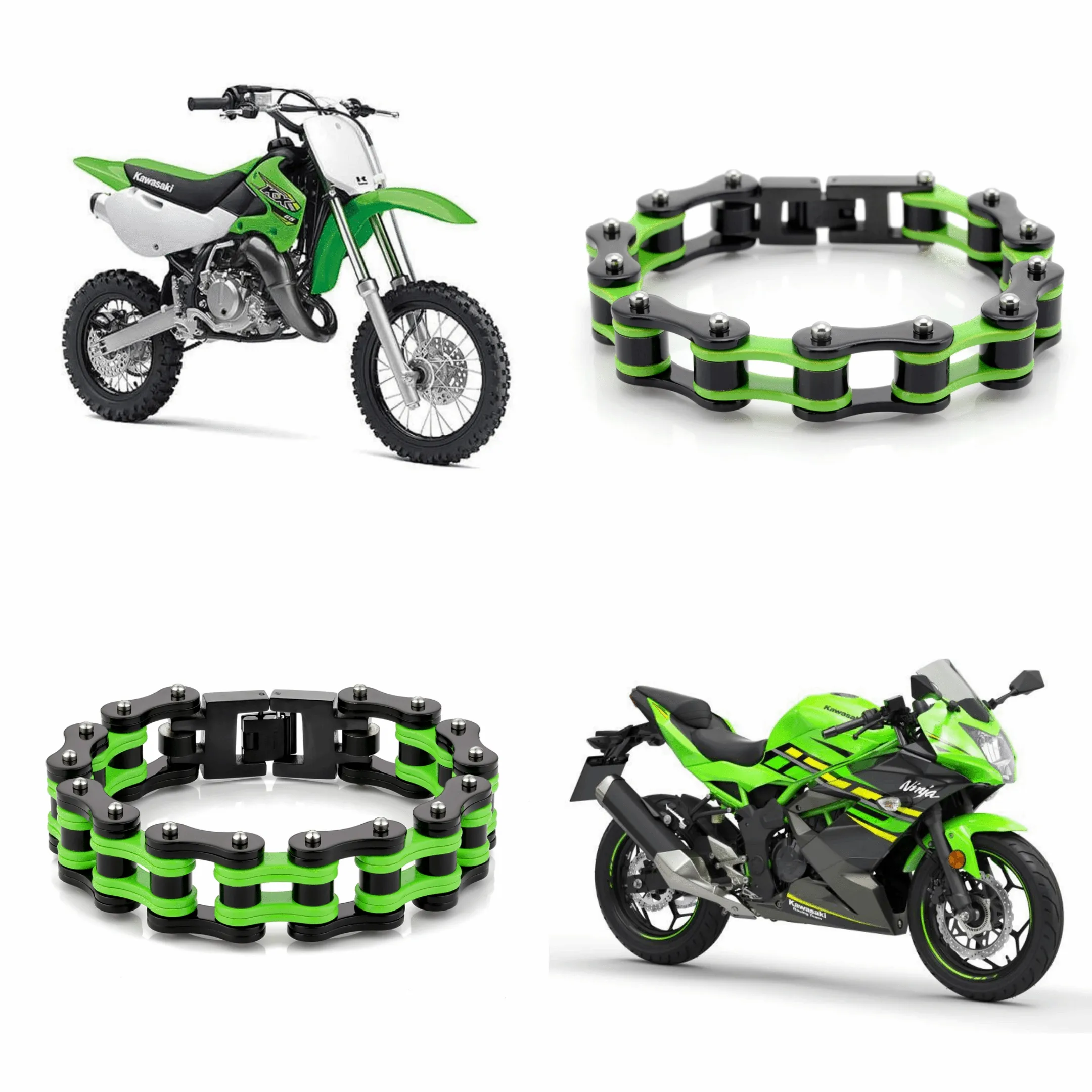 Cycolinks Kawasaki Green Bike Chain Bracelet