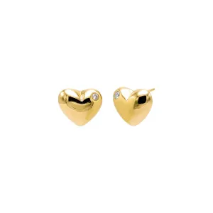 CZ Accented Puffy Heart Pendant Earring