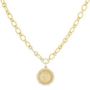 CZ Coin Link Necklace