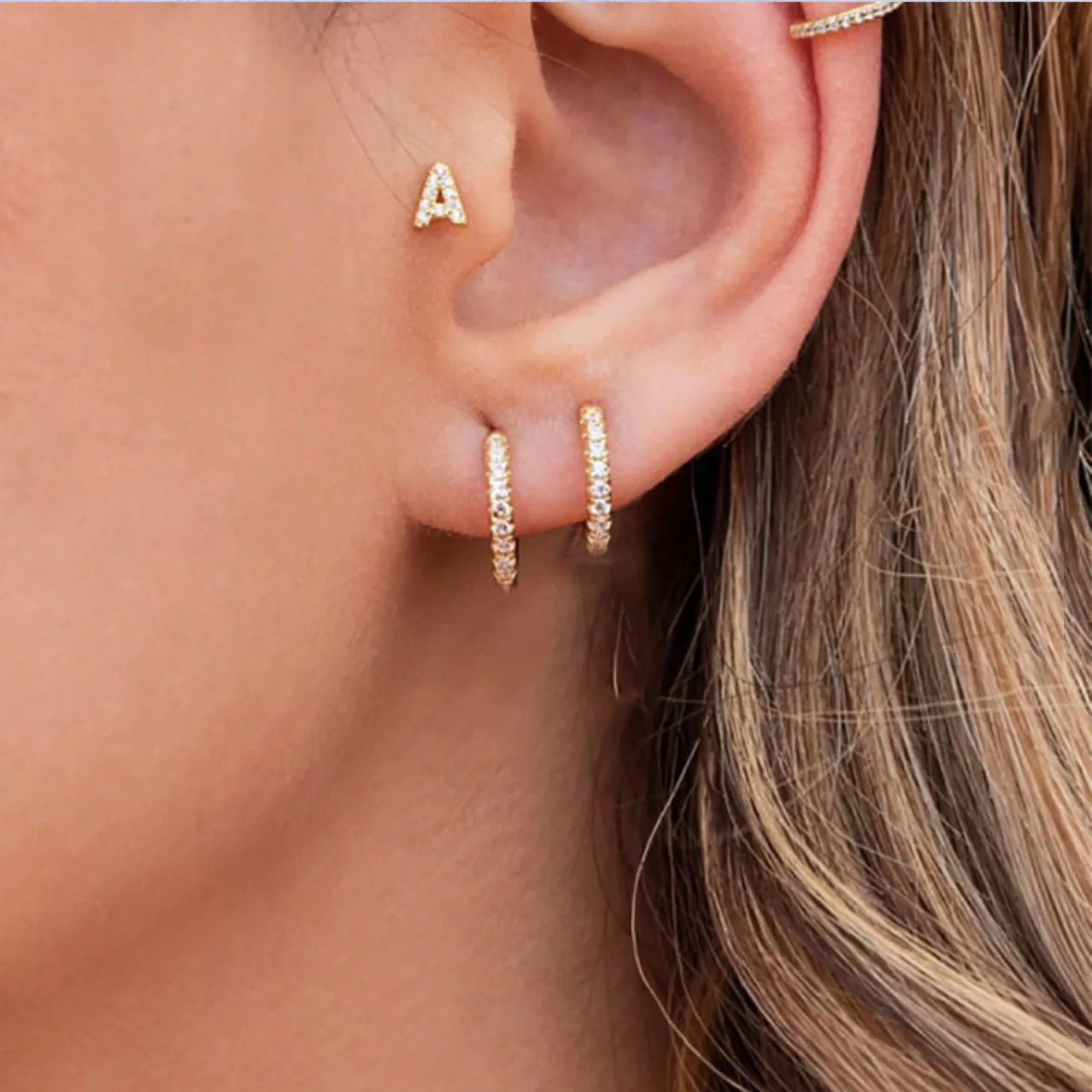 CZ Cuff Earrings Huggie Studs