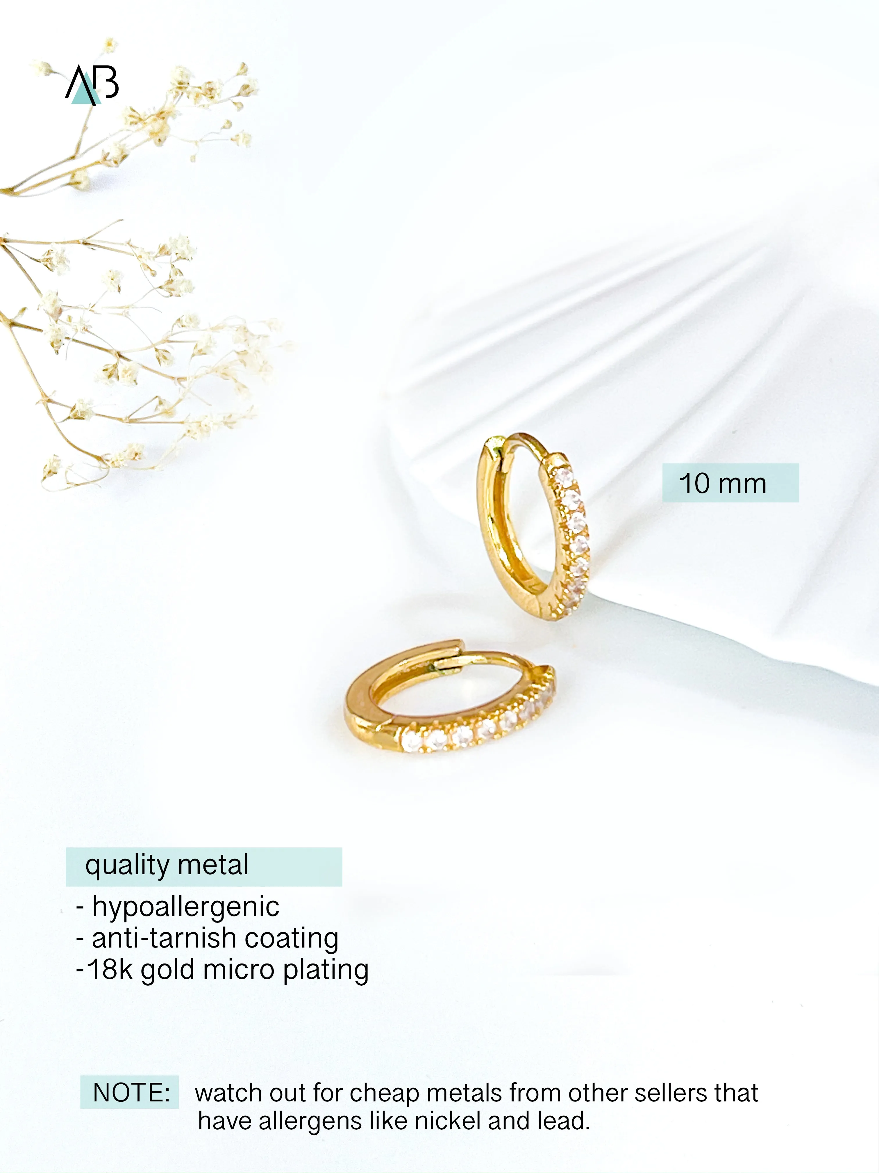 CZ Cuff Earrings Huggie Studs