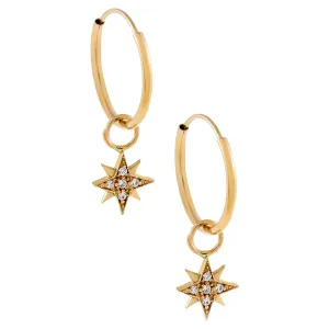 CZ Starburst Hoop Earring 14K