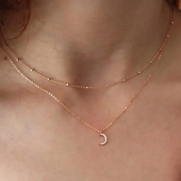 CZ Tiny Half Moon Necklace