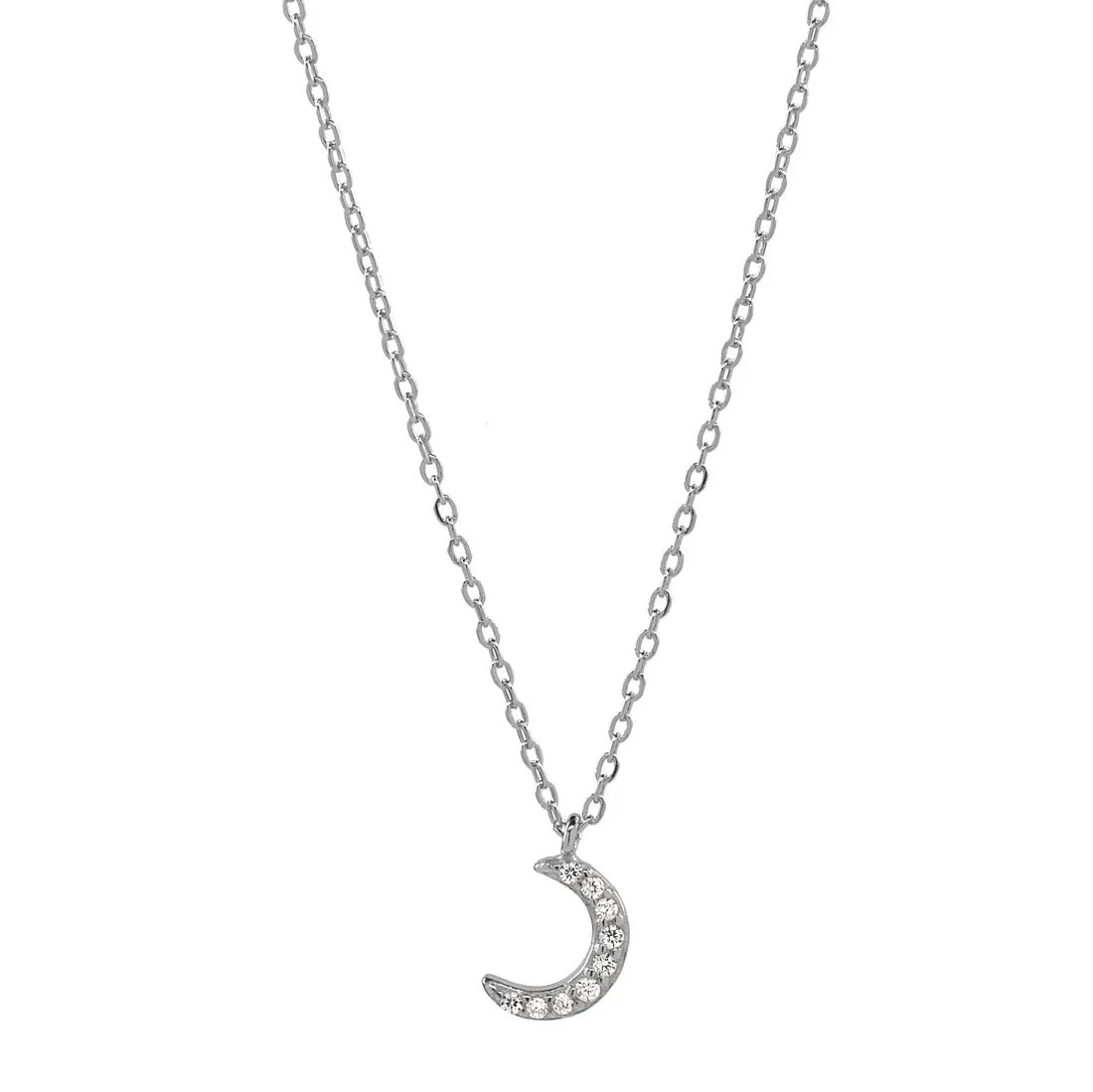 CZ Tiny Half Moon Necklace