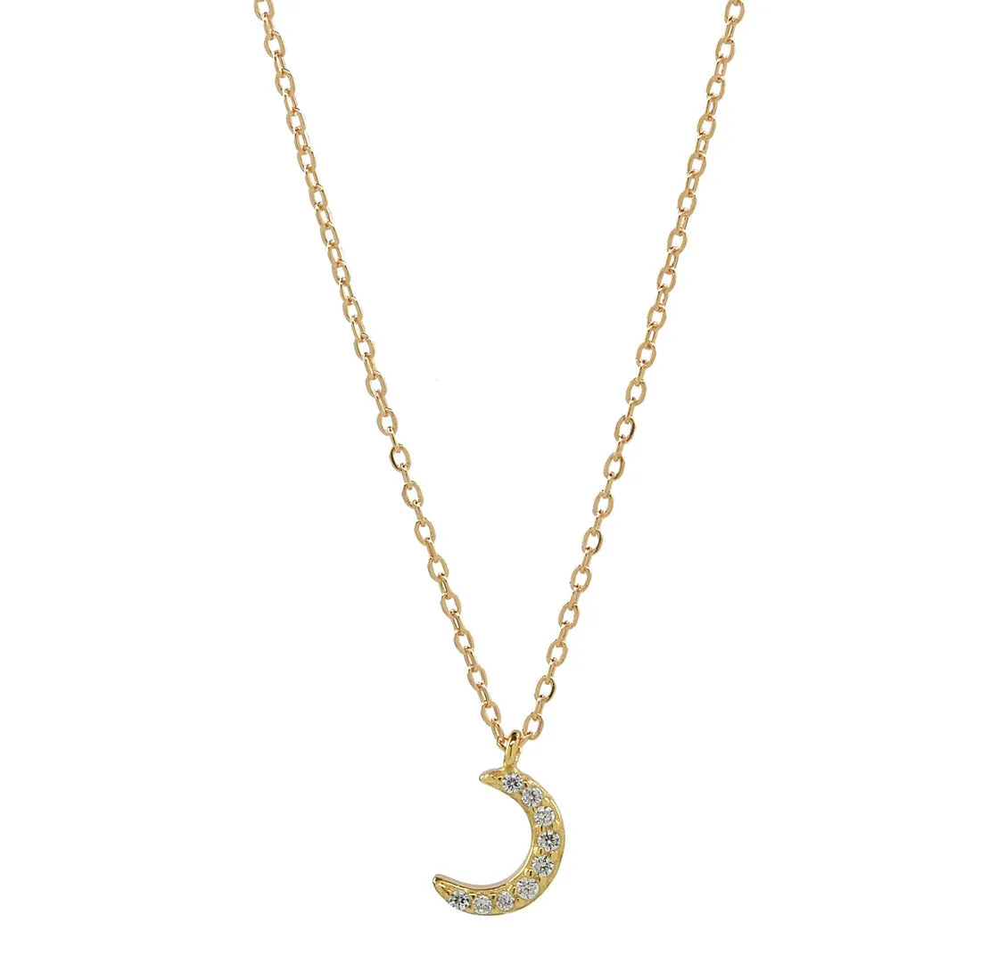 CZ Tiny Half Moon Necklace