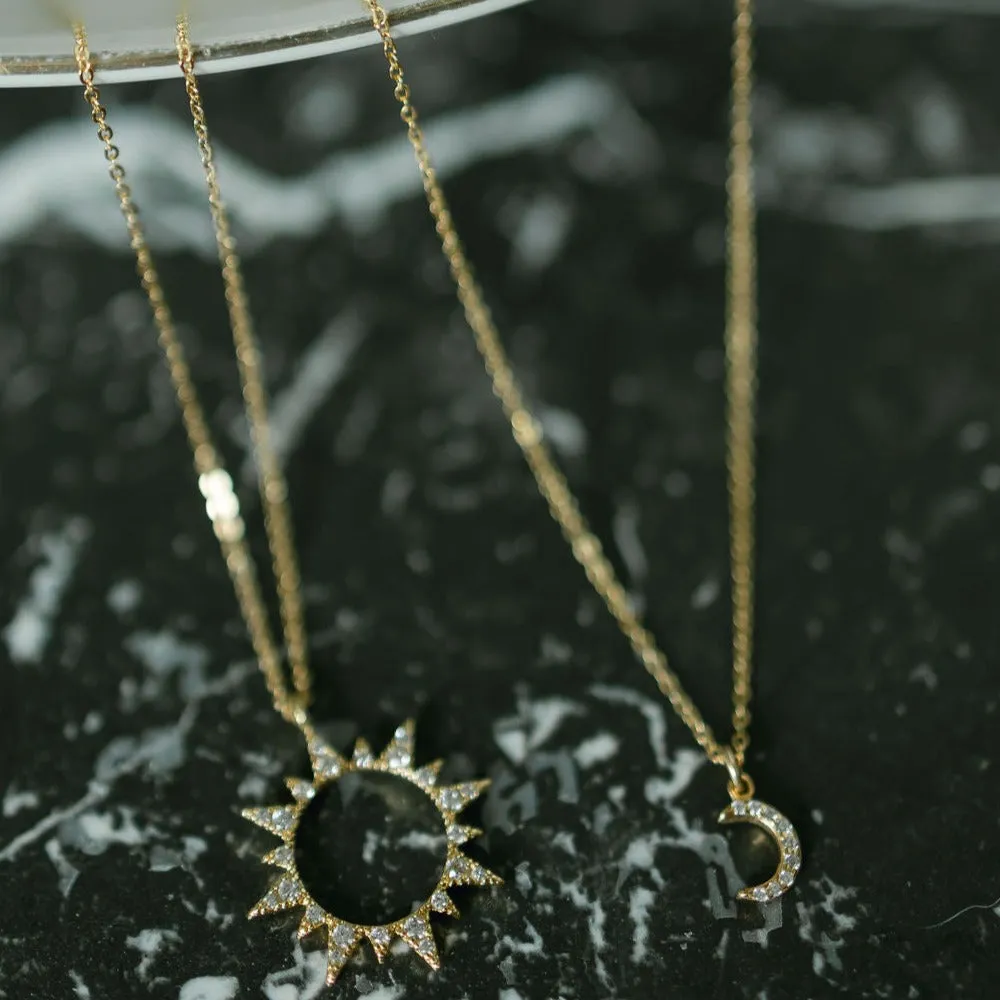 CZ Tiny Half Moon Necklace