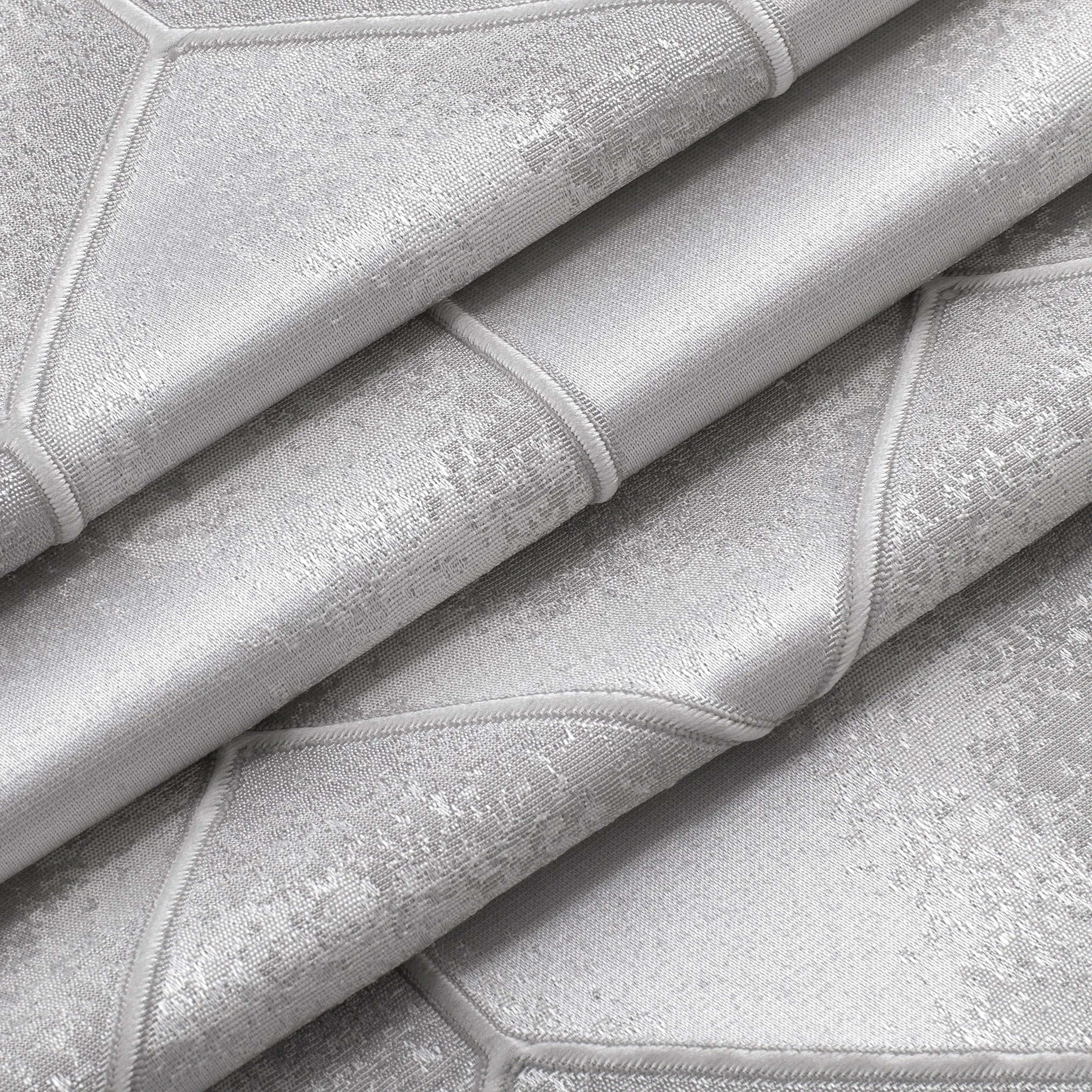 Dainty Home Tiles 3D Embossed Textured Lustrous Lurex Tile Designed Fabric Shower Curtain