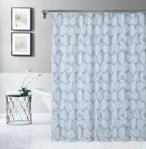 Dainty Home Tiles 3D Embossed Textured Lustrous Lurex Tile Designed Fabric Shower Curtain