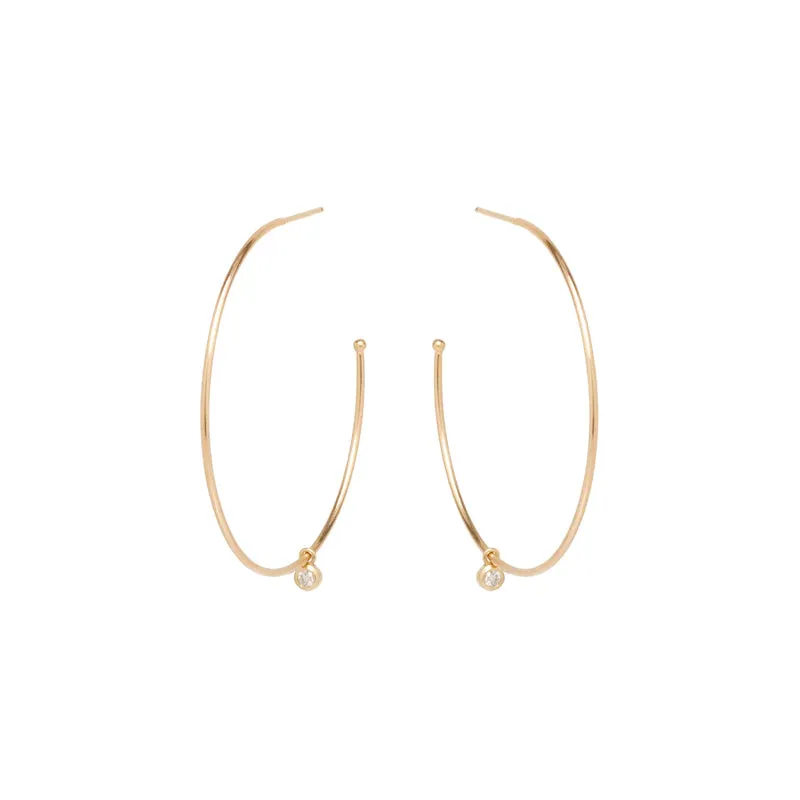 Dangling Diamond Large Hoop Earrings