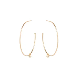 Dangling Diamond Large Hoop Earrings