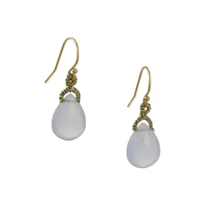 Danielle Welmond - Blue Chalcedony Almond Drop Earrings