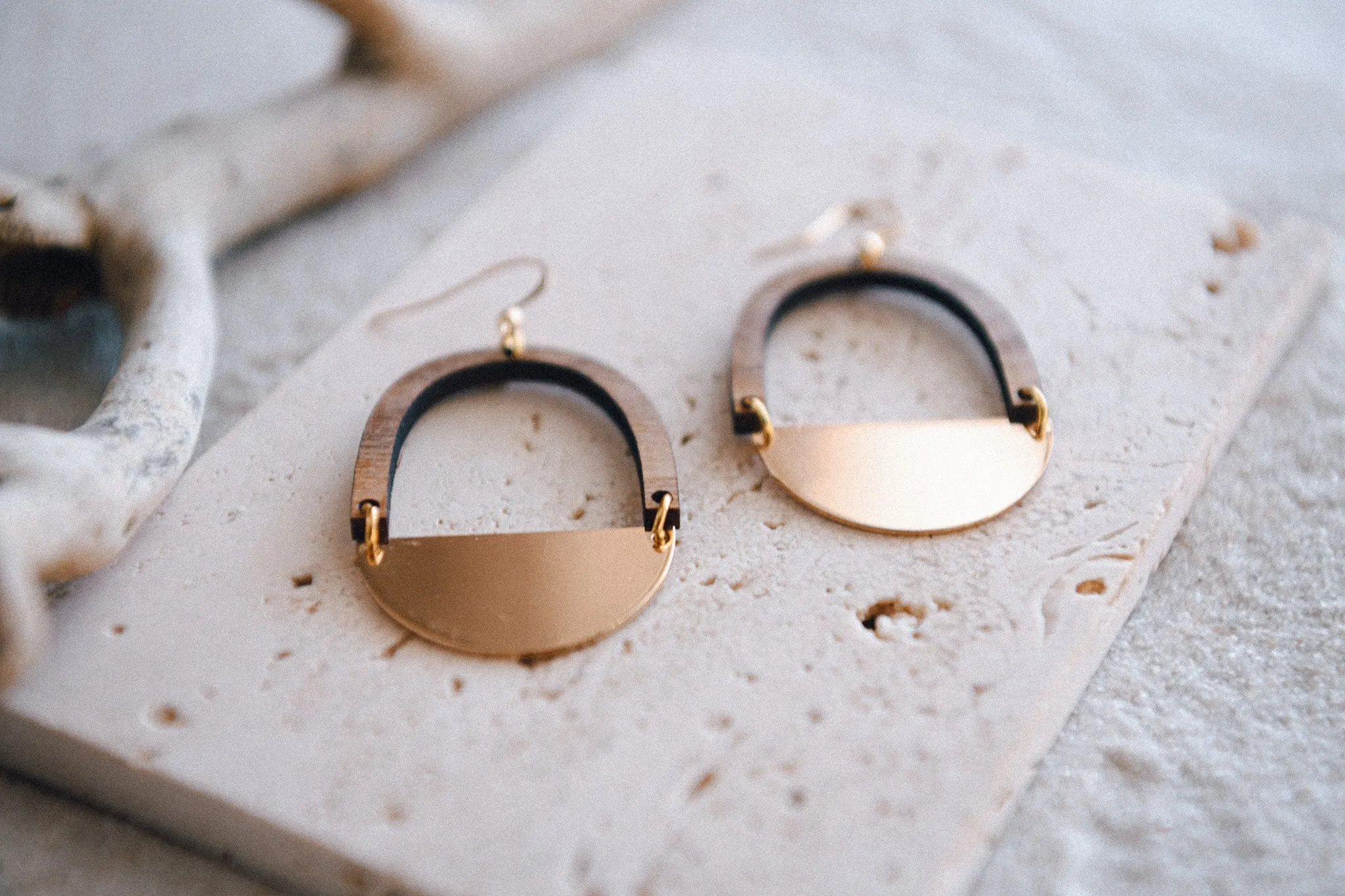 Desert Rose Gold Plated Half Moon Hoops