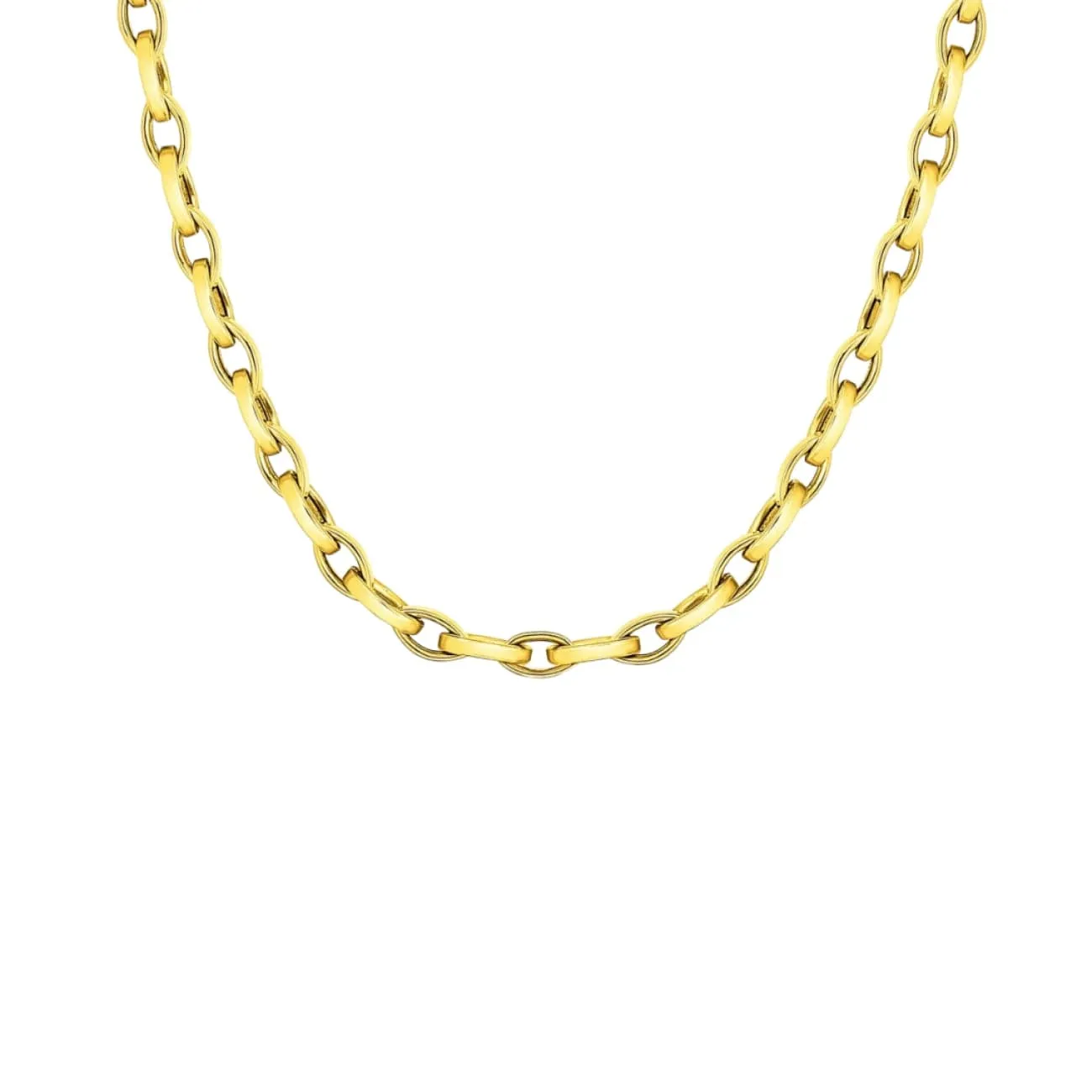 Designer Gold 18K Yellow Gold Almond Link Chain Necklace