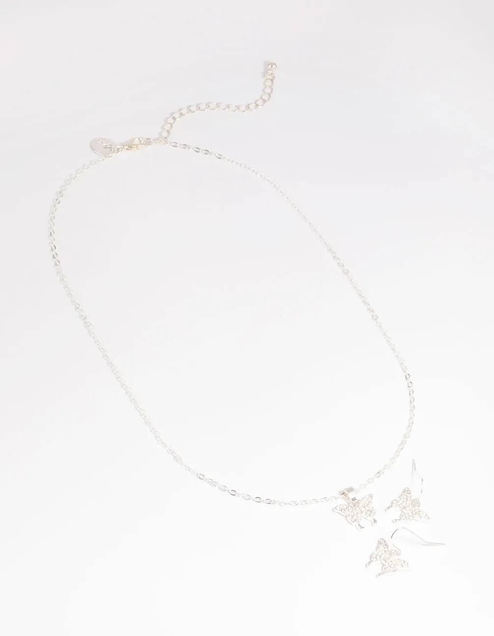 Diamante Pave Butterfly Necklace & Earrings Set