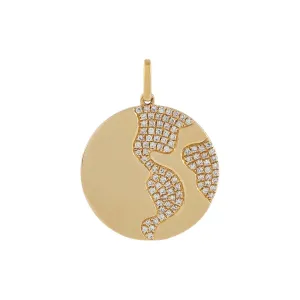 Diamond Globe Coin Charm 14K